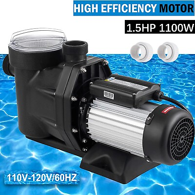 #ad 1 1 2 HP Swimming Pool Pump Motor In Above Ground 7560GPH 52FT Hmax w Strainer