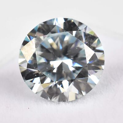 #ad 4.35 Cts Synthetic Aqua White Moissanite Round Cut Certified Gemstone