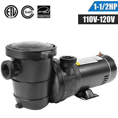 #ad 1 1 2HP Swimming Pool Pump MotorIn Above ground5280GPH43FT Hmax 1.5in NPT