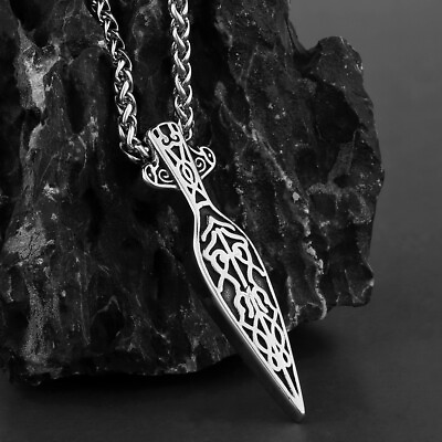 #ad Viking Rune Necklace Pendant Men#x27;s Women#x27;s Talisman Titanium Steel Accessory