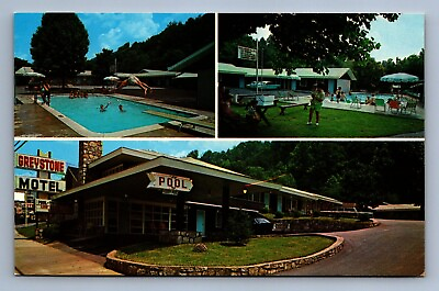 Postcard Vtg Tennessee Greystone Motel Gatlinburg Swimming Pool