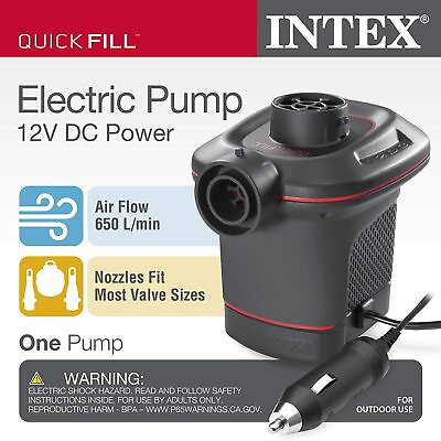 Intex Quick Fill Air Pump Electric Outdoor Use 12 V DC Power 650 L min Black
