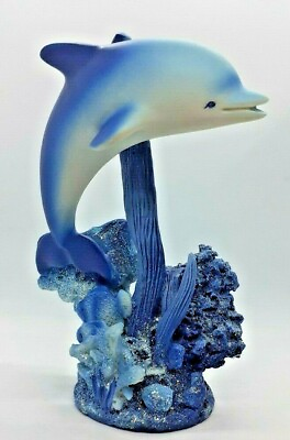 CERAMIC DOLPHIN 5quot; TALL 4quot; WIDE SWIMMING ABOVE CORAL REEF SEE PICTURES