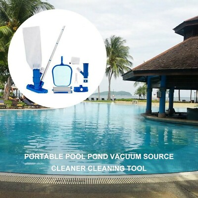 US Portable Swimming Pool Jet Vacuum Head Leaf Net w Pole Cleaning Tool Set Kit