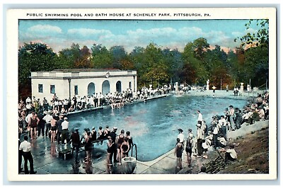 #ad #ad c1920 Public Swimming Pool Bath House Board Schenley Park Pittsburgh PA Postcard