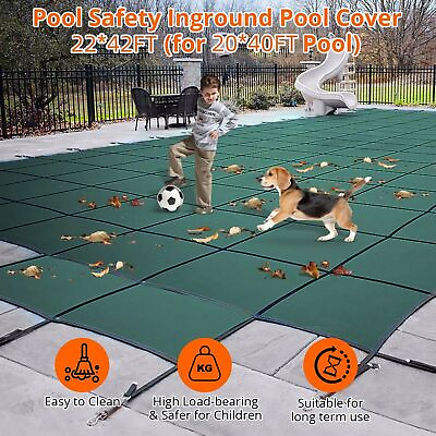 #ad Inground Pool Safety Cover 22 x 42 ft with 4 × 8 ft Step High Strength PP Winter