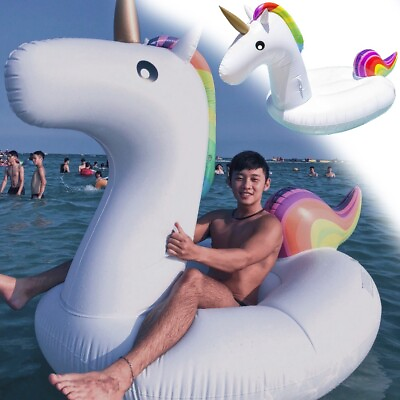 47quot; Unicorn Swimming Floats Inflatable Pool Raft Float Swim Ring For Adults Kids