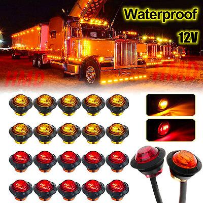 3 4quot; 12V Marker Lights LED Truck Trailer Round Side Bullet Light Amber Red Lamps