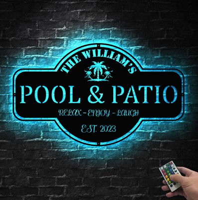 #ad #ad Personalized Pool amp; Patio Sign LED LightSwimming Pool DecorCustom Pool Sign