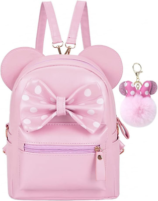 Girls Mini Backpack Purse Mouse Ear Polka dot W8.7quot;x H10quot; Pink Polkadot Bow