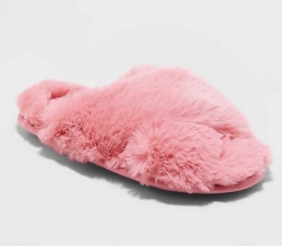 #ad NWT Target Stars Above Slide On Slippers Fuzzy Pink Women’s Girls Size 5 6