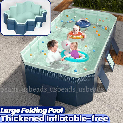 #ad Rectangular Above Ground Outdoor Swimming Pool Foldable Pool Kiddie Adult Pool