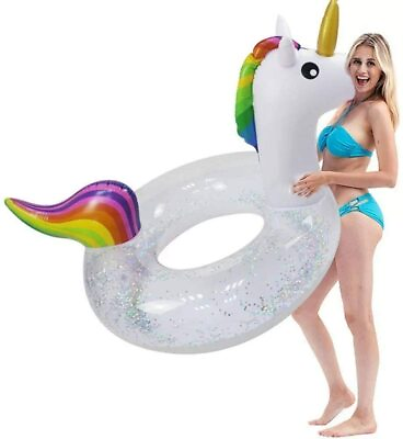 Swimming Ring PVC Material Inflatable Floating on Water Sequined Unicorn