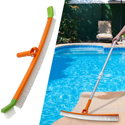 #ad Pool Cleaning Kit Skimmer Net Heavy Duty Pool Brush and Aluminum Pole NEW