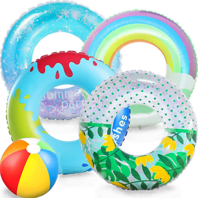 4 Inflatable Swimming Pool Floats For Kids With Beach Ball 20 Inch Floats
