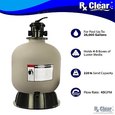 #ad Rx Clear Radiant 22quot; Inch Above Ground Swimming Pool Sand Filter w 6 Way Valve