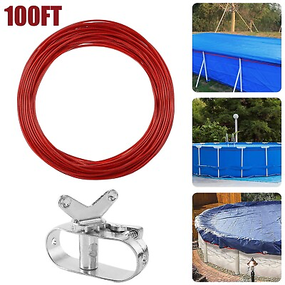 100ft Cable and Winch Ratchet Kit for Above Ground Swimming Pool Winter Covers