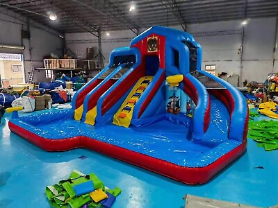 #ad 7X4M Giant Inflatable Double water slide bouncer w pool climbing Mutifunction