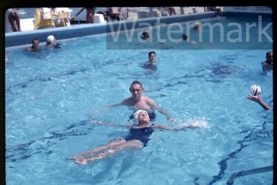 1962 kodachrome Photo slide Swimming pool Lady with bathing cap #2