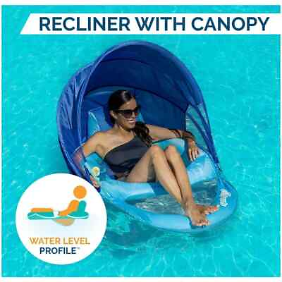 #ad SwimWays Spring Float Canopy Recliner Chair Swimming Pool Inflatable Floats