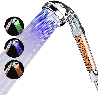 Renewgoo LED Color changing Shower Head High Pressure Filter Eco friendly Lights