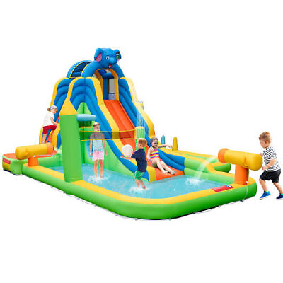 #ad #ad Inflatable Water Slide with Splash Pool and Climbing Wall for Oudoor Indoor wit