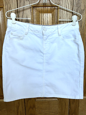 #ad Tommy Hilfiger White Denim Just Above Knee Jean Straight Pencil Skirt Size 2