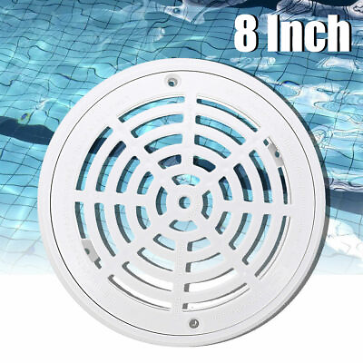 #ad 8 Inch Replacement White Universal Round Swimming Pool Main Drain Cover W Screws