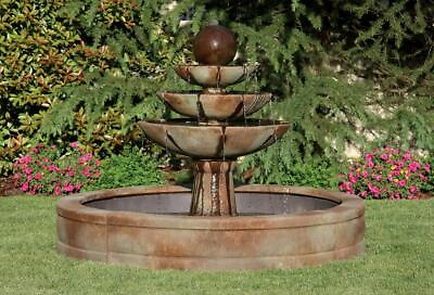 #ad 64quot; Tranquility Sphere Outdoor Fountain with Surround and 6#x27; Fiberglass Pool
