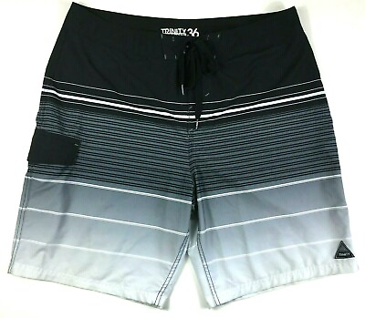 #ad #ad Trinity Shorts Mens 36 Black White Swimming Board Trunks Unlined Surfer Shorts