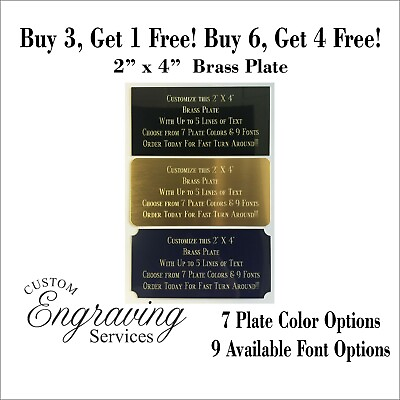 Custom Engraved Plate BRASS 2quot;x4quot; Name Plate Plaque Art Label Tag Gift Trophy