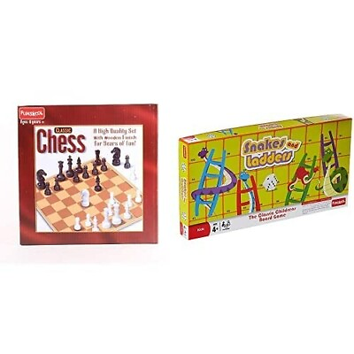 Classic Chess amp; Snakes Ladders Game For Kids 6 Years amp; Above 2 Players Gift Item