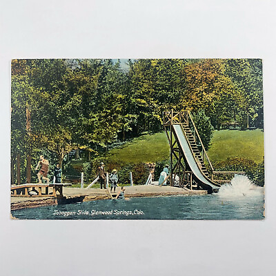 #ad Postcard Colorado Glenwood Springs CO Togoggan Swimming Pool Slide 1908 Posted