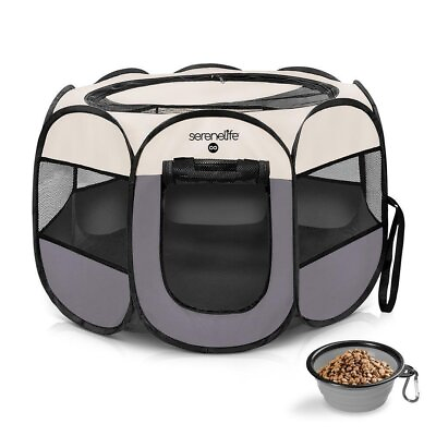 SereneLife Large Portable and Foldable Pet Tent Indoor amp; Outdoor Use Gray