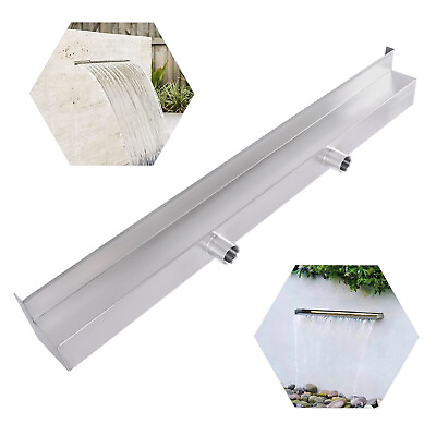 Stainless Pool Waterfall Spillway with Pipe Connector Rectangular Garden SALE