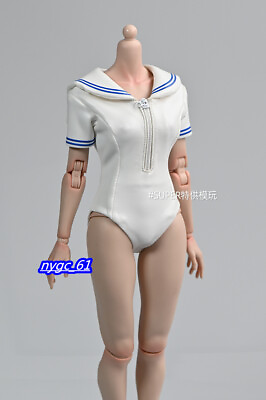 #ad 1 6 White Tight sailor Jumpsuit swimming Fit 12#x27;#x27; Female PH Figure Body Doll
