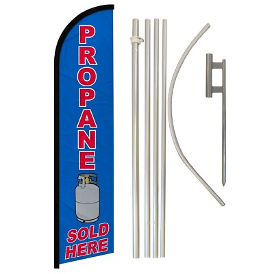 Propane Sold Here Windless Banner Swooper Advertising Flag Pole Kit BBQ Propane