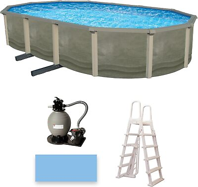 #ad Bluewave Trinity Oval 52in Deep 7in Top Rail Swimmingpool Package