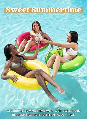 #ad #ad 3 Pack Inflatable Pool Floats Fruit Swim Tube Pool Rings Swimming Floaties