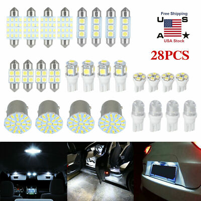 28pcs LED Interior Lights Bulbs Kit Car Trunk Dome License Plate Lamps 6000K Set