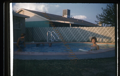 #ad Young Woman Swimming Pool Americana People 35mm Slide 1960s Kodachrome 1962
