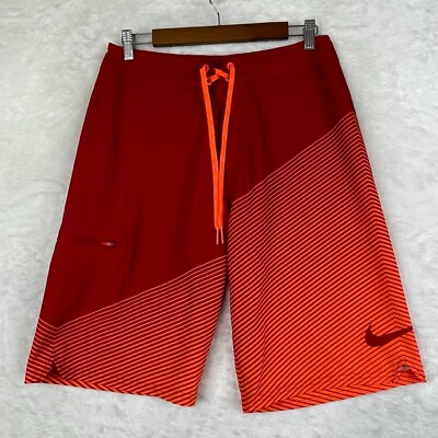 #ad Nike Shorts Mens Size 30 Red Striped Board Short Swim Surf Stretch Cargo Pocket