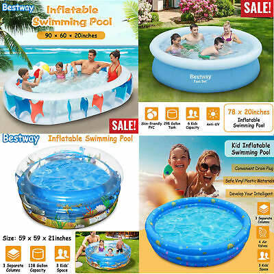 #ad Inflatable Family Swimming Pool Summer Lounge Kids Child Water Play Fun Backyard
