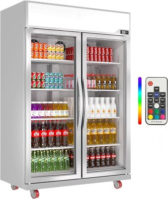 #ad NEW Commercial 2 Glass Doors Merchandiser Refrigerator Display Cooler 39 Cu.ft