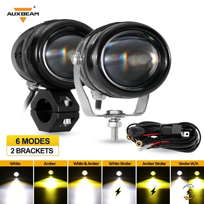 AUXBEAM 3quot; LED Work Lights Fog Driving Lamp Pods White Amber Flash 6 Modes Cubes