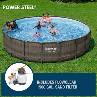 #ad Bestway Power Steel 18’ x 48” Above Ground Pool with 1500 gal. Sand Filter Pump
