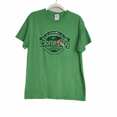 #ad Delta Zoomerang Mens Green Printed T Shirt Short Sleeve Round Neck Size M