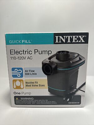 INTEX Quick Fill Portable Electric Indoor Air Pump Camping 110 120V AC Powered.
