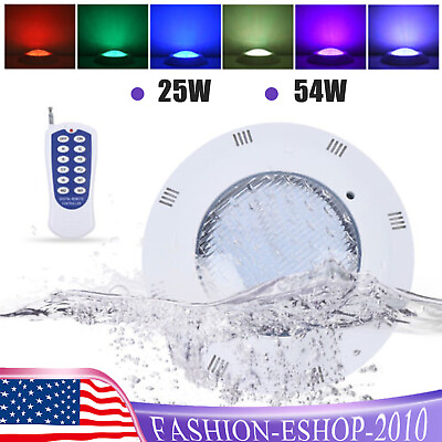 #ad RGB LED Swimming Pool LightRemote Control 25W 54W Color Change Underwater Light