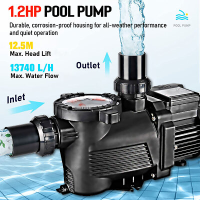 #ad 1.2 HP High Flo Pump w Strainer Above Ground Swimming Pool Pump Filter Basket
